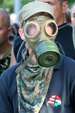 hungarian rebels in gas maskのeditorial素材