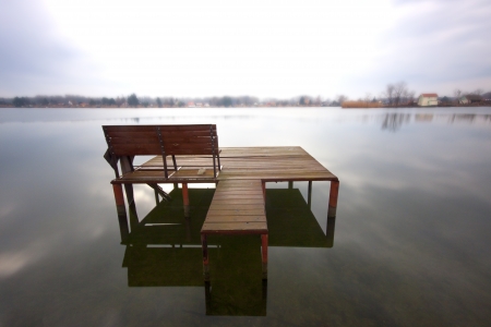 Small pier at Rackeve, Hungaryの写真素材