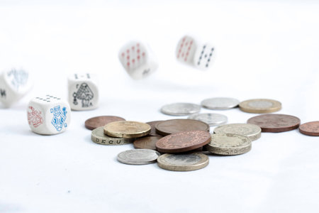 poker dices and coins