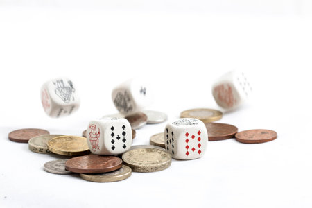 poker dices and coinsの写真素材