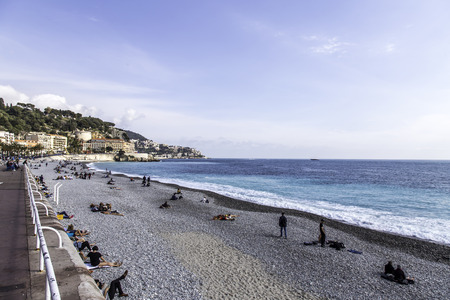 View of the Mediterranean sea, Nice, Franceのeditorial素材