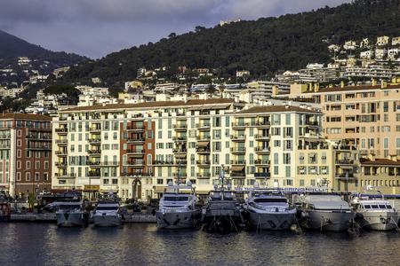 Yachts in the Old Port at Nice, Franceのeditorial素材