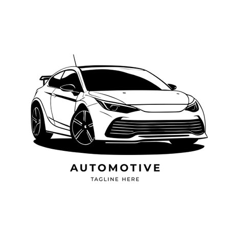 Ilustración de Modern car logo template. Vector illustration of a brand-less generic car. - Imagen libre de derechos