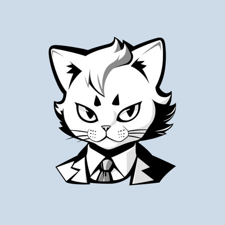Cute cat in a suit and bow tie. vector illustration.のイラスト素材