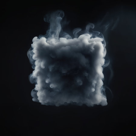 Square shaped smoke cloud floating on a black background, abstract smoke frame backdropの素材