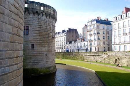 View to the fortress wall in Nantes of Franceのeditorial素材