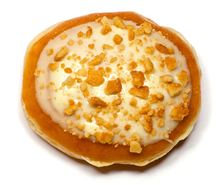 Isolated doughnut with filling glazed over whiteの写真素材