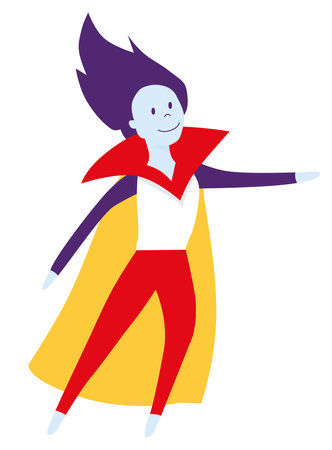 Little cheerful vampire smiles in a Halloween capeのイラスト素材