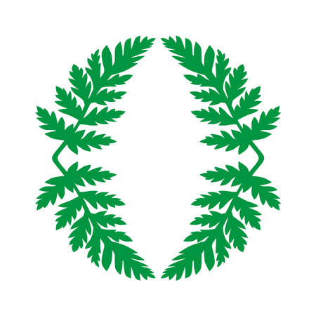 Decorative letter O made of complex feathery leavesのイラスト素材