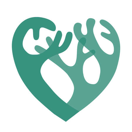 Lichen icon in the form of a heart silhouette in two colors in two colorsのイラスト素材