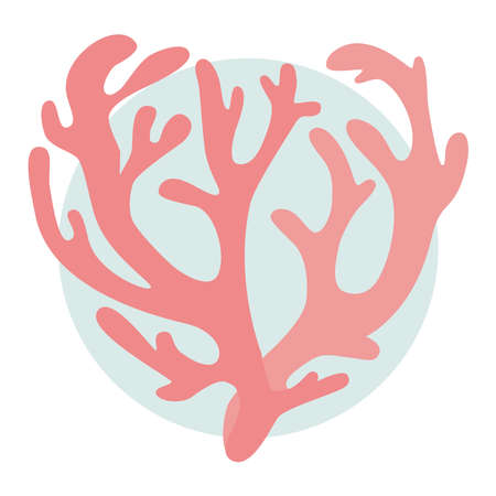 Soft pink tropical corral on the gray circleのイラスト素材