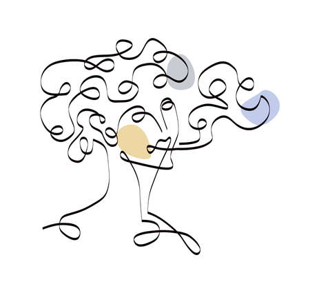 Portrait of a woman on a white background silhouette contour linesのイラスト素材