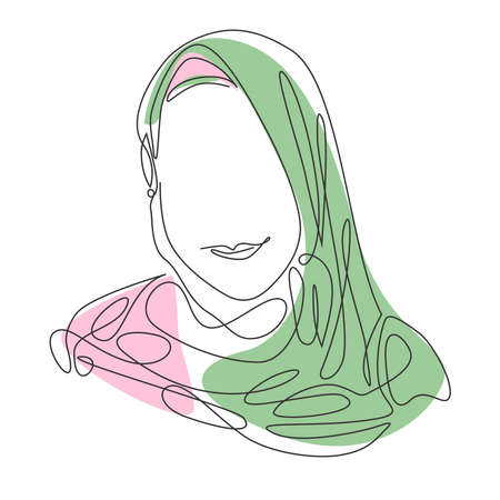 Portrait of a Muslim woman in a national headscarf covering her headのイラスト素材