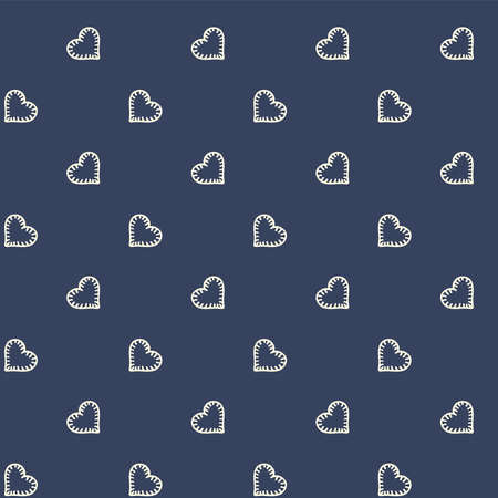 Blue background with white hearts in patchwork technique seamless