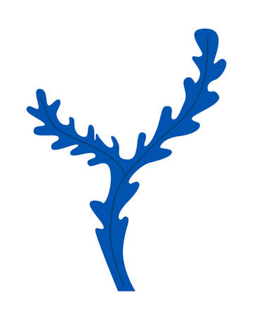 Blue sprig of algae with contour vein isolated iconのイラスト素材