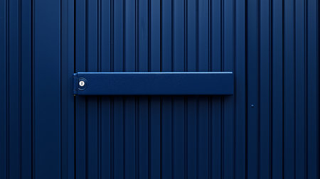 A blue door with a silver handle. The handle is open and the door is lockedの素材