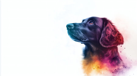 A colourful and artistic digital painting of a dog, capturing its grace and beauty with vibrant hues, symbolizing the spirit and character of the pet.の素材