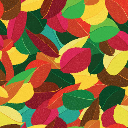 bright background, endless texture of autumn leaves of different colors, randomly arrangedのイラスト素材