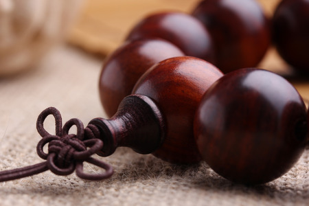 Lobular red sandalwood prayer beads braceletsの写真素材