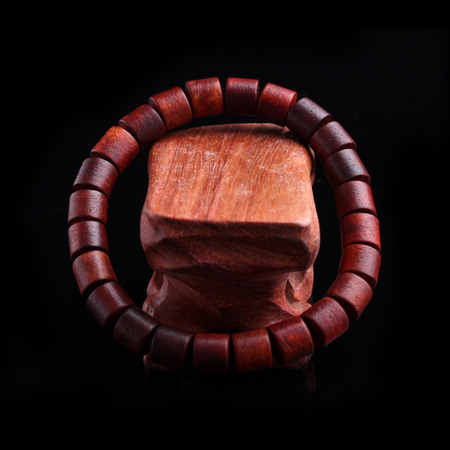 Lobular red sandalwood prayer beads braceletsの写真素材