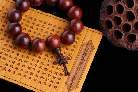 Lobular red sandalwood prayer beads braceletsの写真素材