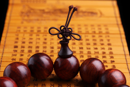 Lobular red sandalwood prayer beads braceletsの写真素材
