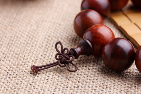 Lobular red sandalwood prayer beads braceletsの写真素材