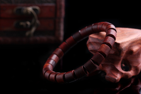 Lobular red sandalwood prayer beads braceletsの写真素材