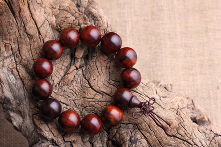 Lobular red sandalwood prayer beads braceletsの写真素材