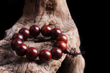 Lobular red sandalwood prayer beads braceletsの写真素材