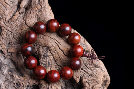Lobular red sandalwood prayer beads braceletsの写真素材