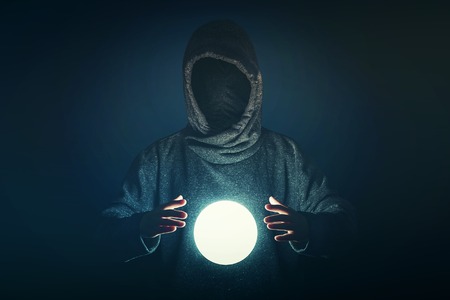 Fortune teller with magic crystal ballの写真素材