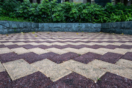 The Rock and Tiled Square in the parkの写真素材