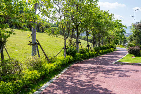 Public pedestrian runway in modern city