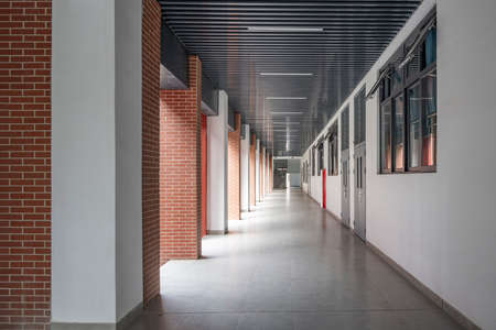 Empty Office hallways.The empty hallways of the campusの写真素材
