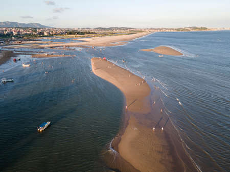Aerial photograph of the beach and the blue sea