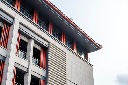 A corner of the modern city's retro-style architectureのeditorial素材