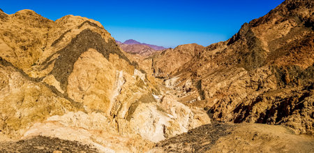 view of misty mountains from Mount Sinai sunrise trek, Egypt