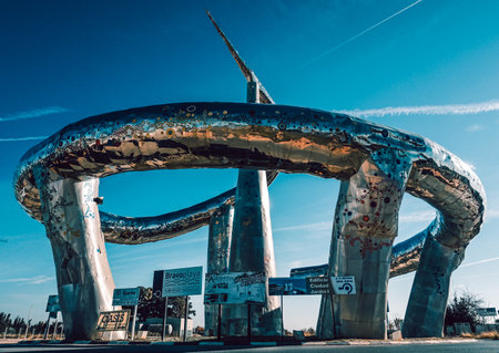 Carousel sculpture in Oropesa, Castellon, Spainの写真素材