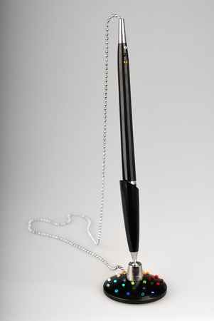 Black Office Pen with chain - hand made with ctrassesの写真素材