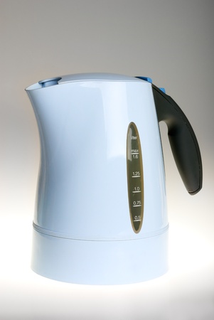 Blue kettle with dark handleの写真素材