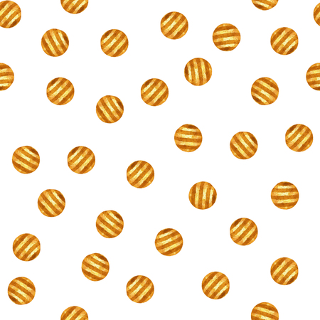 Colorful paint seamless pattern. Abstract watercolor polka dots. Bright striped splashes isolated on whiteの写真素材