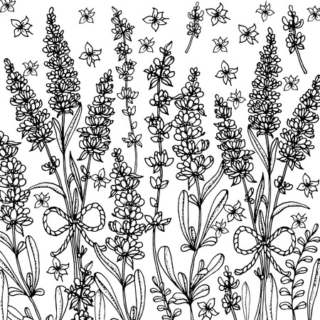 Doodle floral background in vector with doodles black and white coloring page. Vector ethnic pattern can be used for wallpaper, pattern fills, coloring books and pages for kids and adults.のイラスト素材