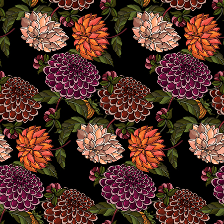 sketched flower print in bright colors - seamless backgroundの写真素材