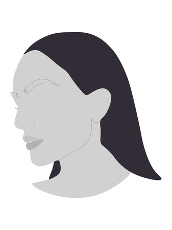 Silhouette of woman head, face in profile. Beautiful female face silhouette in profile.のイラスト素材