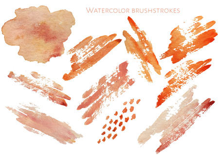 Set of hand drawn watercolor labels and badges for beauty, healthy life and wellness. Vector illustrations for graphic and web design, for cosmetics, natural products, spa, beauty center.の写真素材