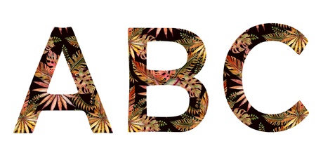 Elegant light colorful watercolor hand drawn ampersand alphabet. Letters A, B, Cの写真素材