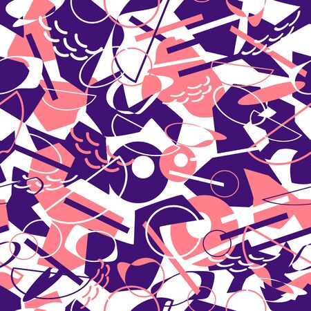 Seamless pattern with overlapping colorful organic shapesのイラスト素材