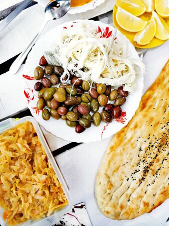 an image of Turkish foods at the buffet. Different appetizerの写真素材