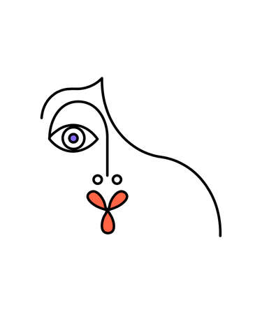 abstract face one line Icon. Portrait minimalistic style Logo. Fine one line drawing abstract face. One line drawing abstract face. Modern continuous line artのイラスト素材